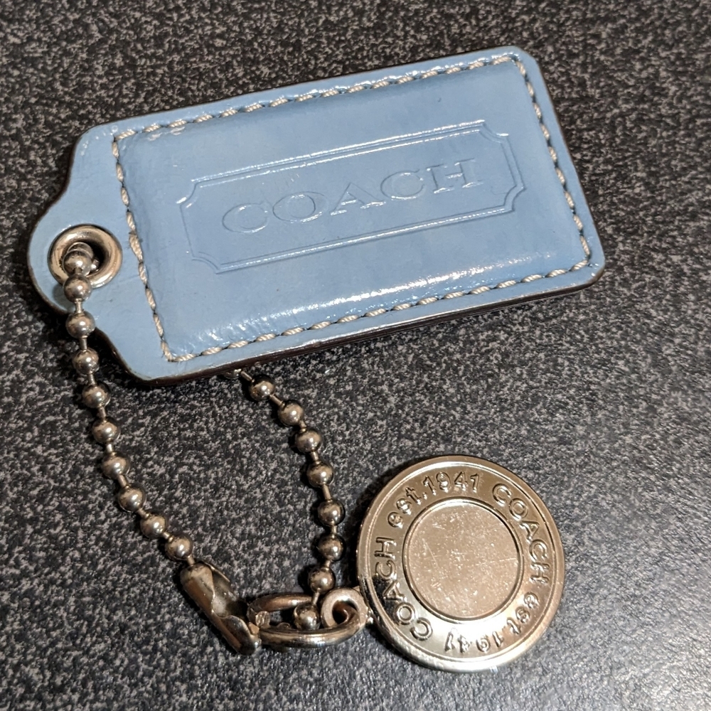 Vintage Coach Hangtag And Medallion Leather Soft Blue - Picture 5 of 7